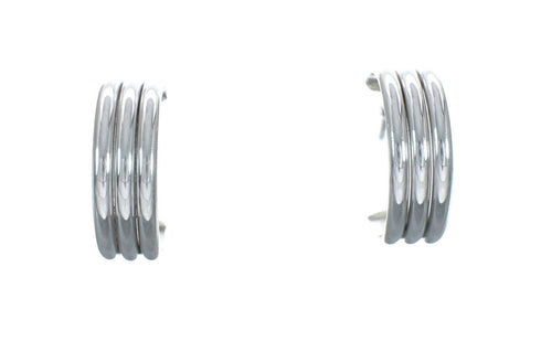 Native American Twisted Sterling Silver Post Hoop Earrings X10066